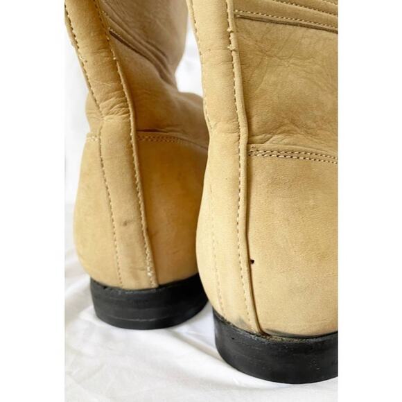 Women’s Western Horseshoe Nubuck Leather Riding Boots Tan Sz 9 Made in Mexico - Picture 10 of 13